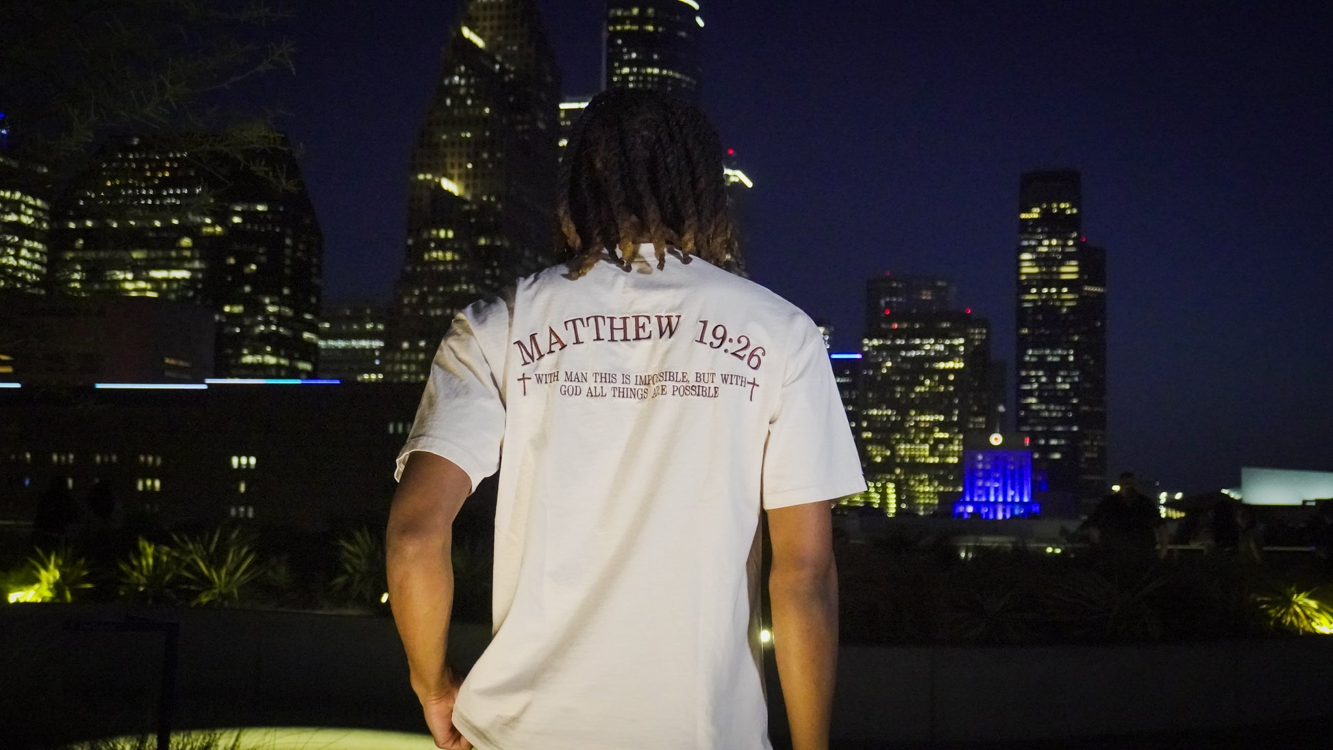 God Over Everything Brown on Faded Bone Oversized Shirt
