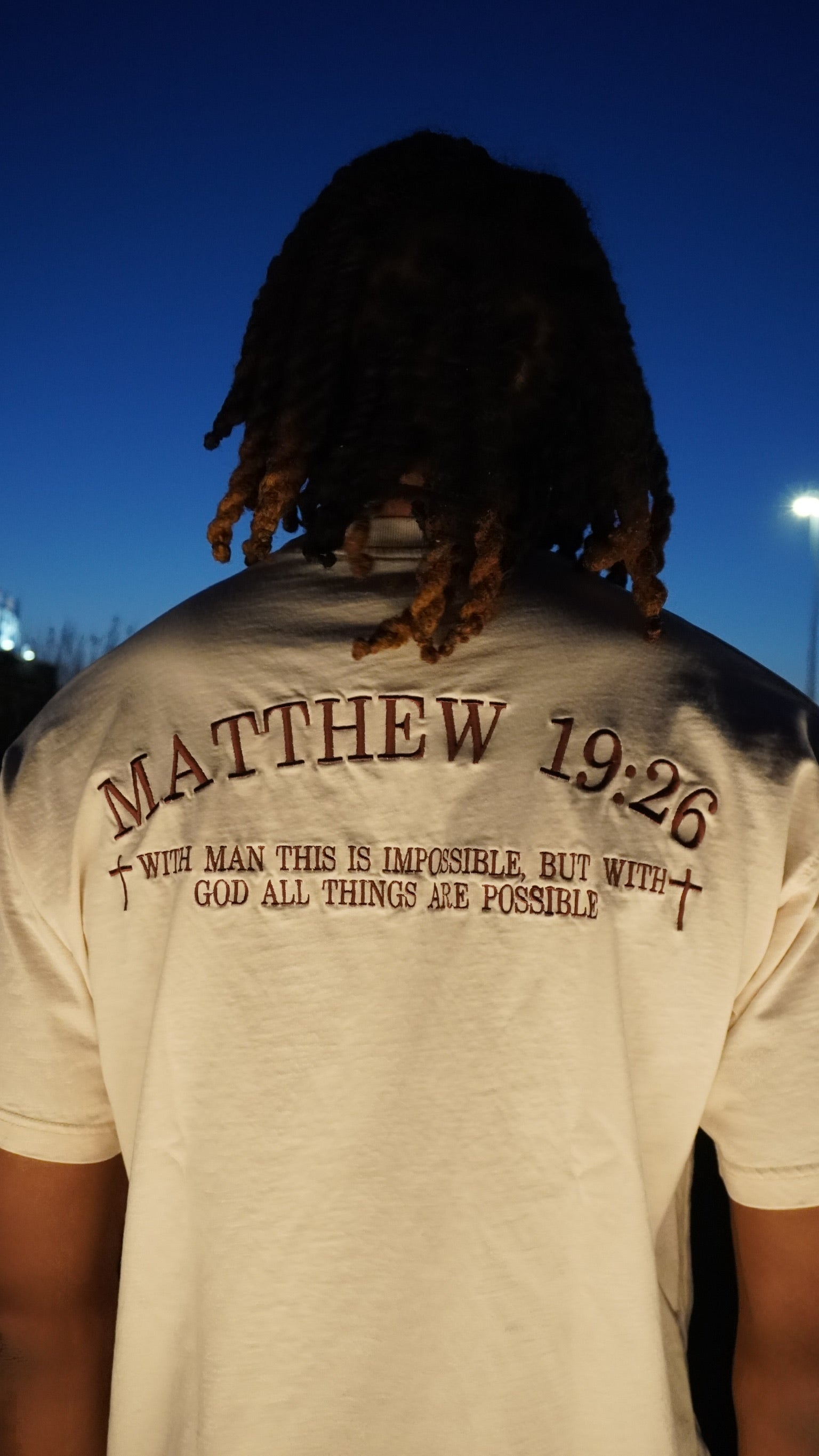 God Over Everything Brown on Faded Bone Oversized Shirt