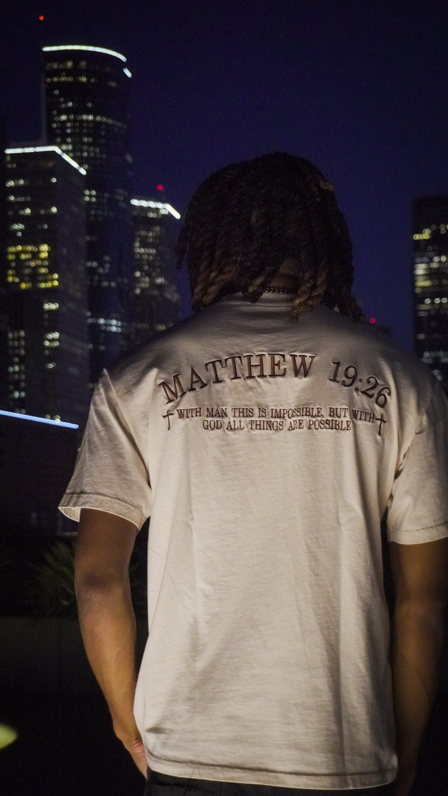 God Over Everything Brown on Faded Bone Oversized Shirt