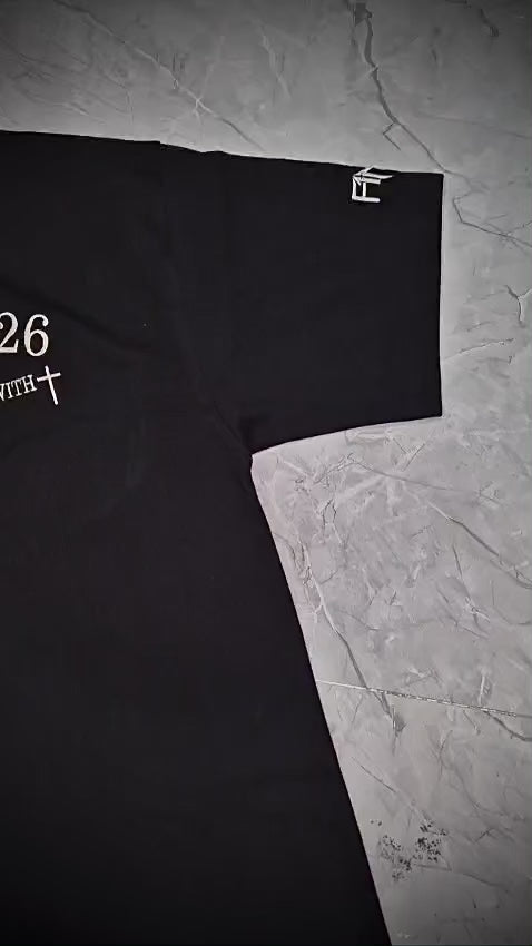 God > Everything "Bone White" on Faded Black Oversized Shirt